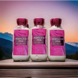 3 Bath & Body Works PERFECT IN PINK Daily Nourishing Body Lotion 8 oz Each
